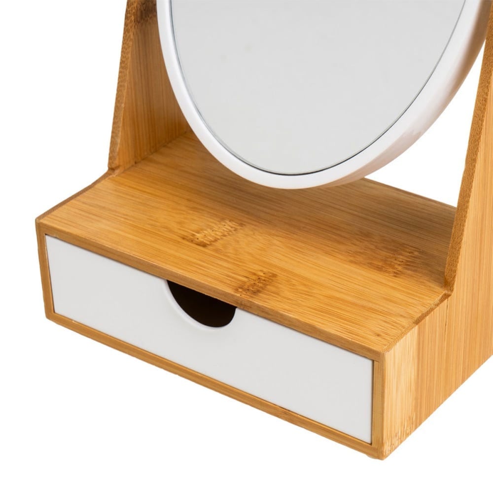 Miroir avec tiroir à bijoux en bambou