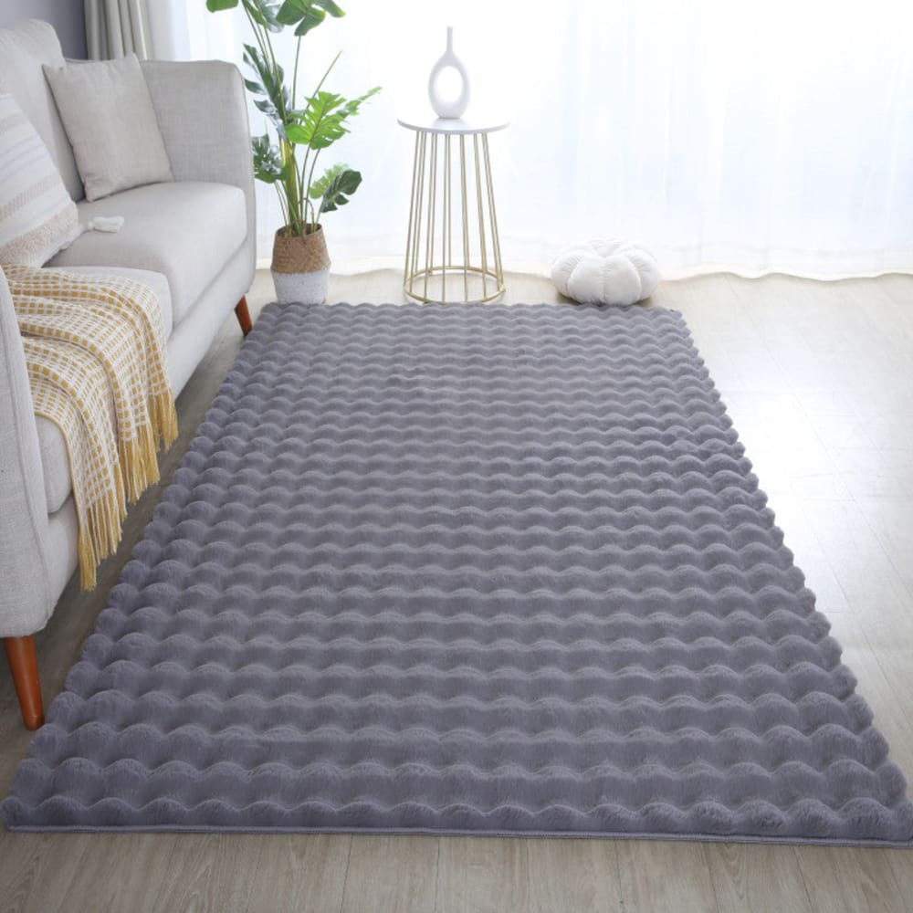 Tapis de fourrure à relief gris 80x150cm — vue 3