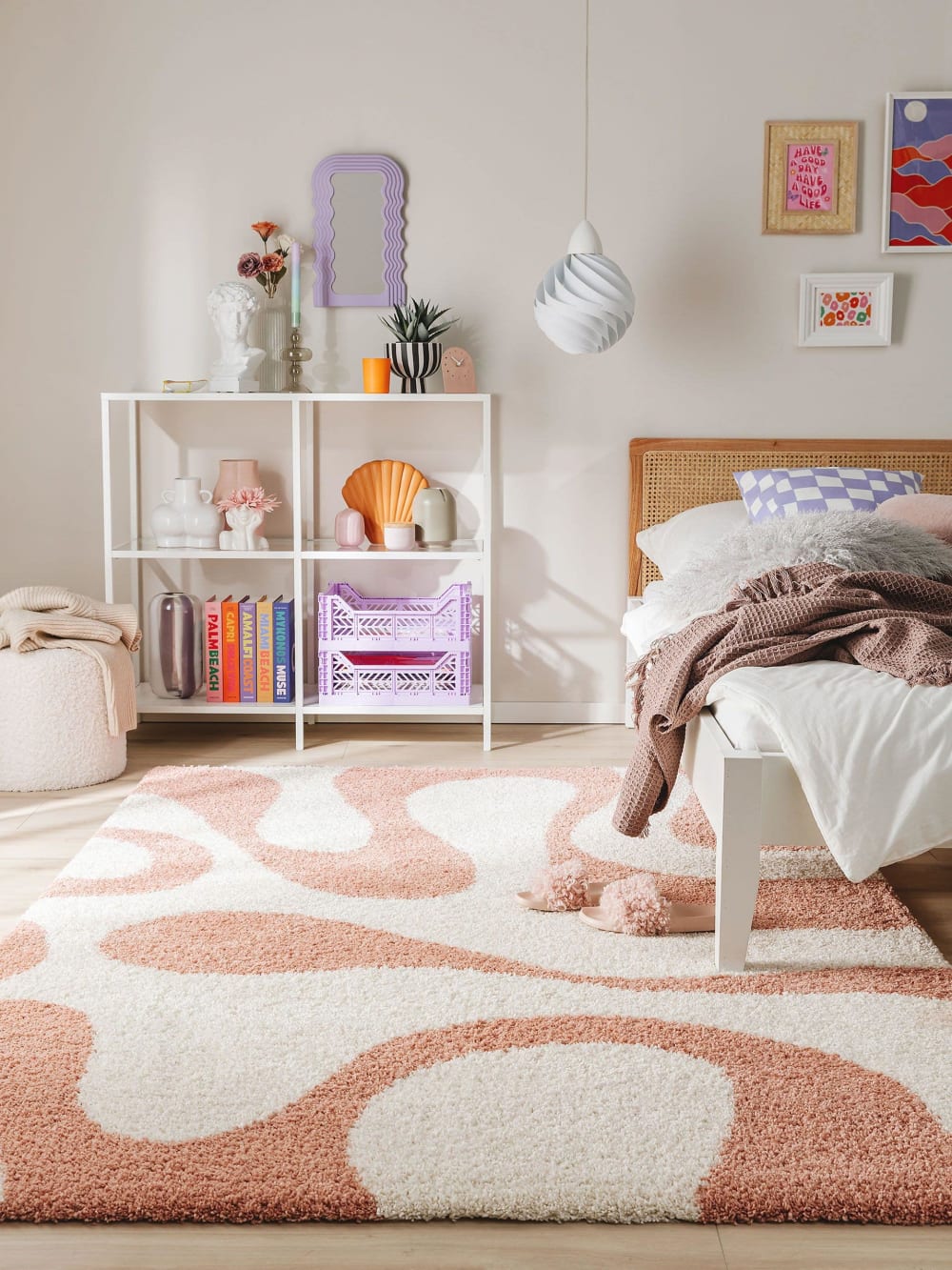 Hochflorteppich rosa 200x290 - Maisons Du Monde