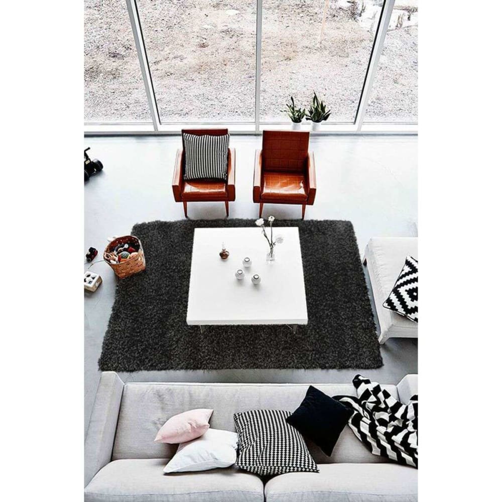 Tapis à poils longs toucher laineux noir 160x230 — vue 3