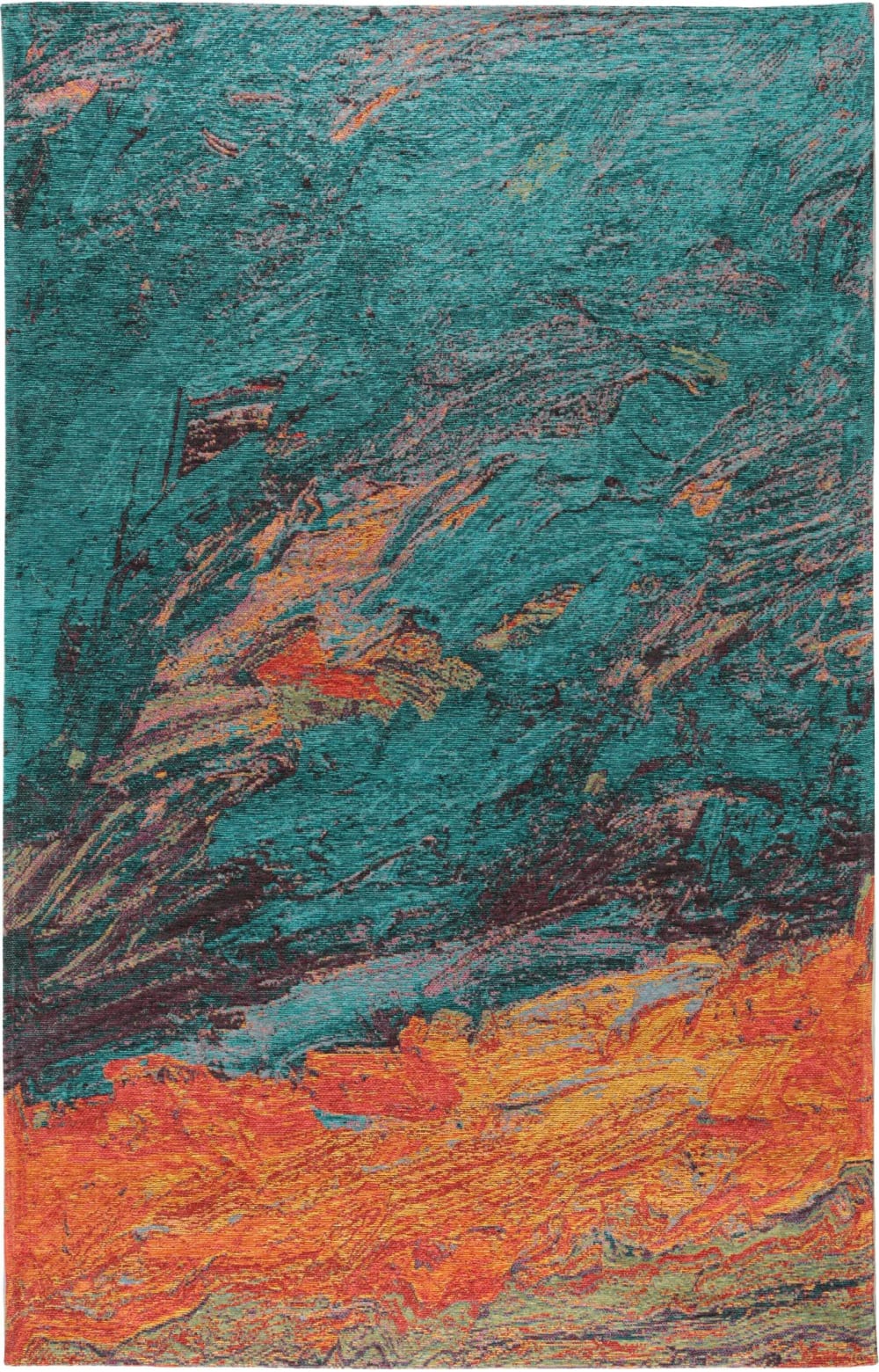 Benuta Flachgewebeteppich türkis 195x285 style modern Mehrfarbig Pvc - Polyvinlychlorid