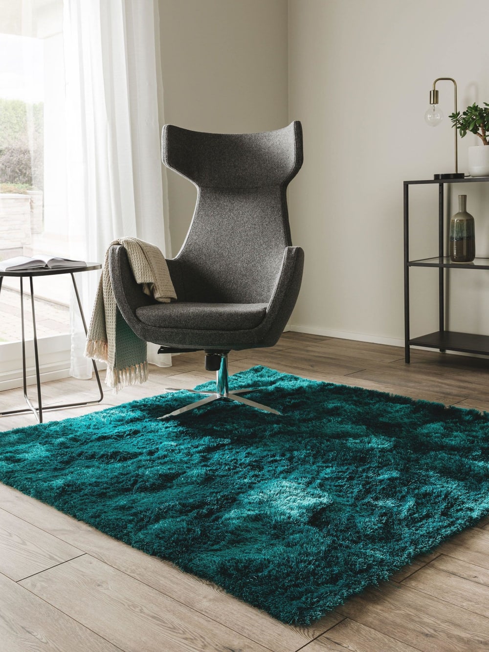 Hochflorteppich türkis 200x200 - Maisons Du Monde