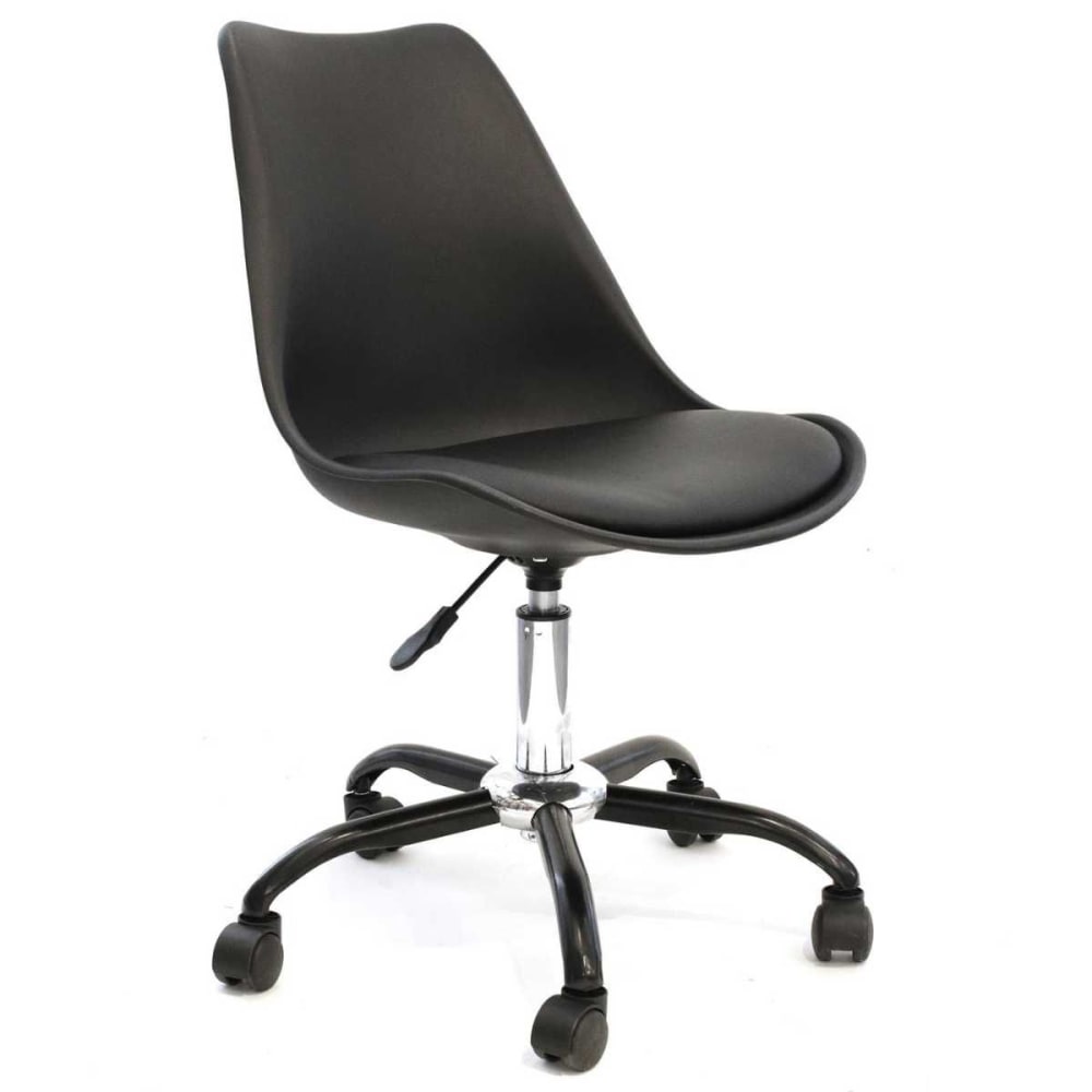 Chaise de bureau à roulettes noire assise polypropylène