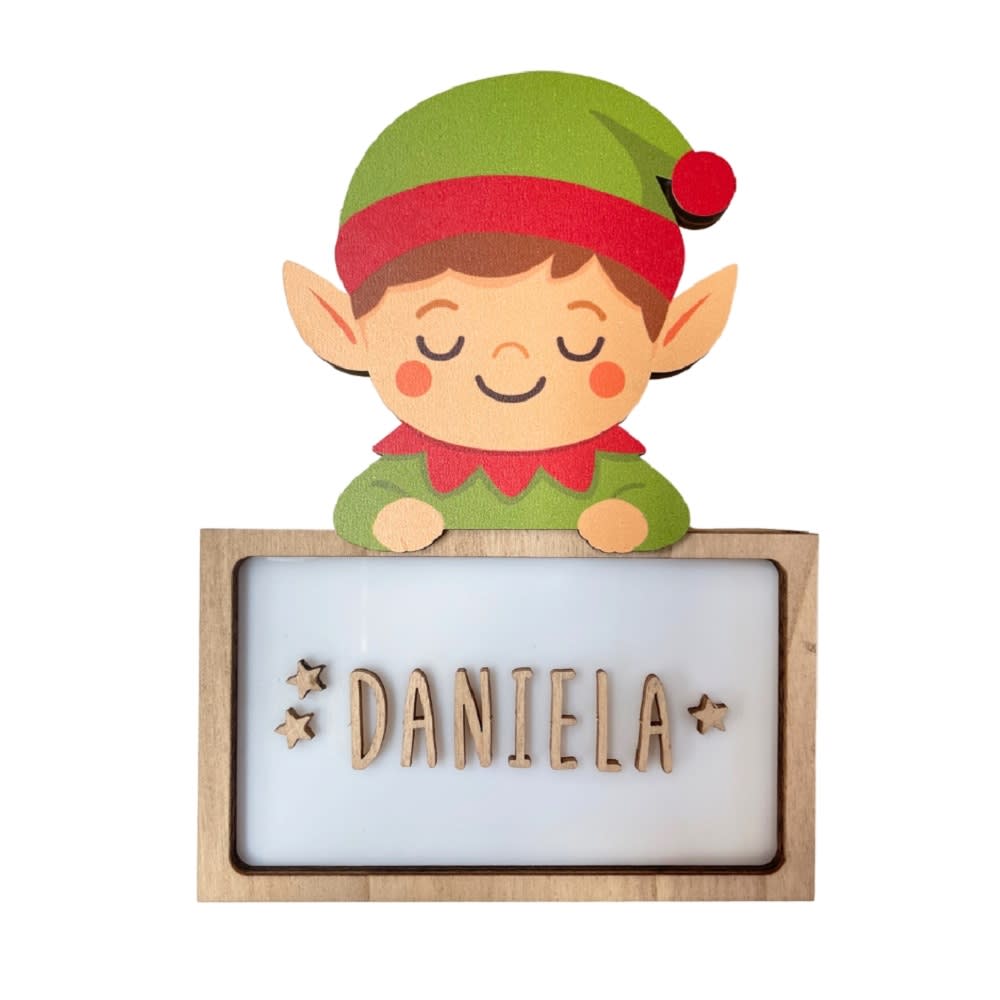 Vintiun Anpassbare Lampe - Weihnachtself GRÜN HOLZ Kinder