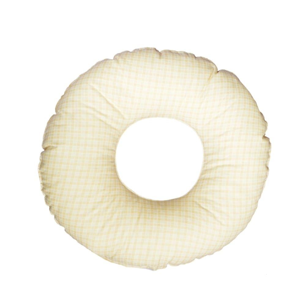 Coussin rond post natal post natal beige à carreaux (Velinda) - Image 1