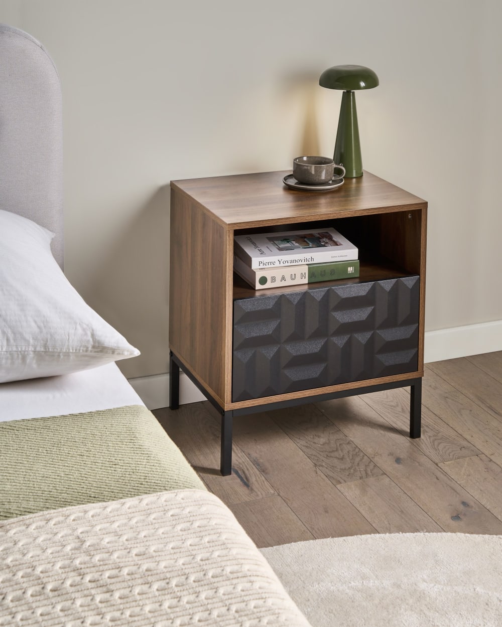 Nachttisch mit 1 Schublade aus Holzwerkstoff 60cm, braun -