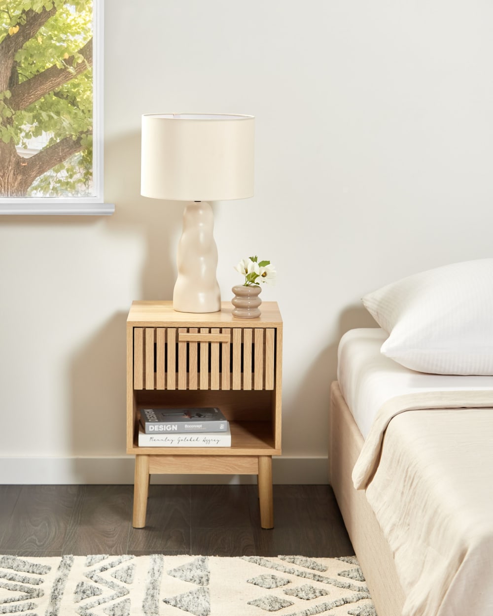 Nachttisch mit 1 Schublade aus Holzwerkstoff 55cm, braun -