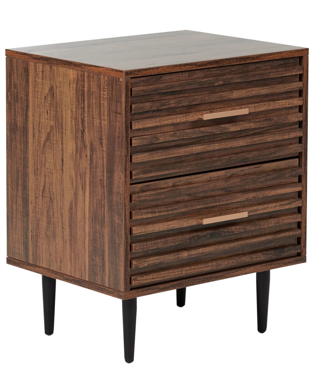 Beliani Nachttisch mit 2 Schubladen aus Holzwerkstoff 60cm, braun style classic chic - Spanplatte