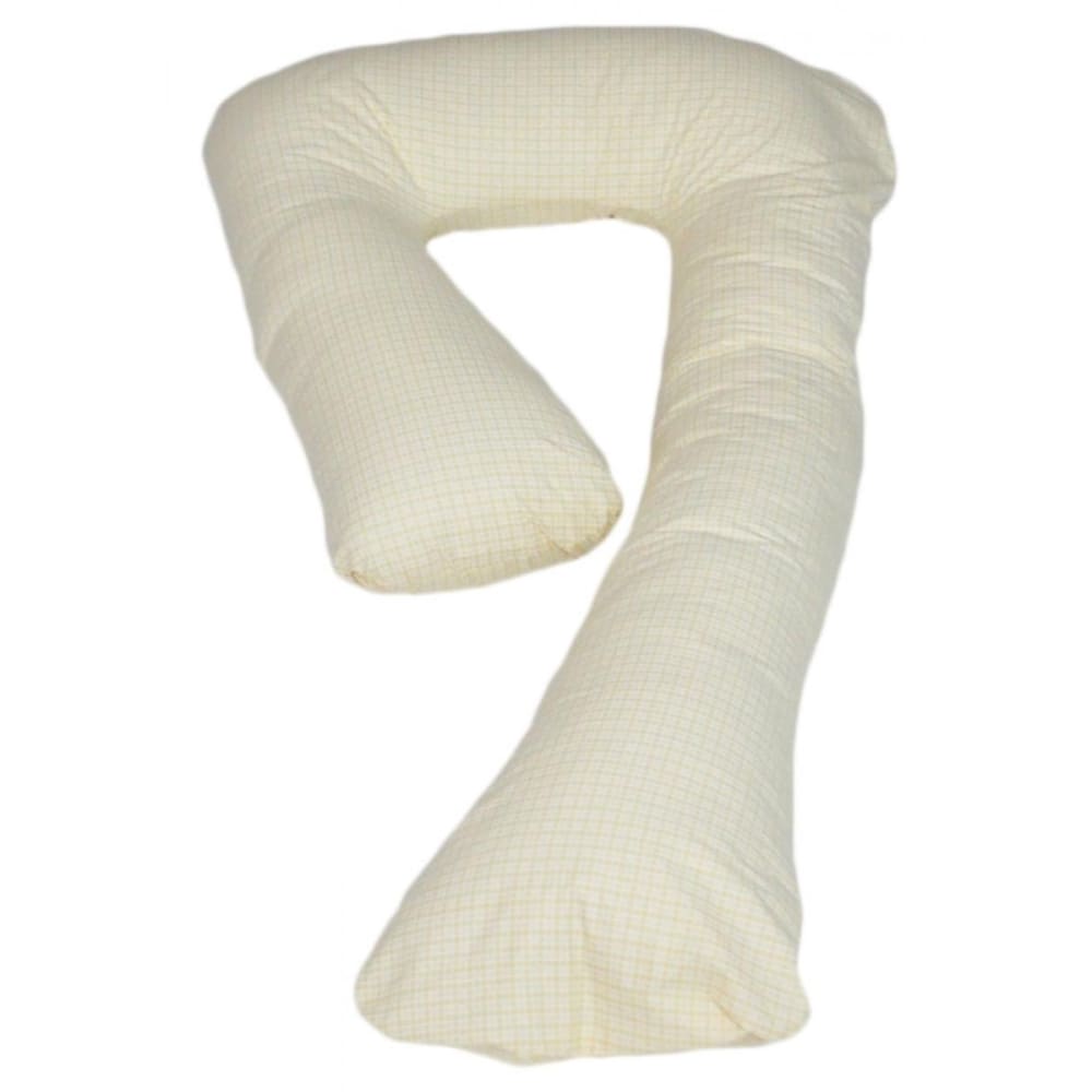 Coussin d'accouchement pre/post natal beige à carreaux (Velinda) - Image 1
