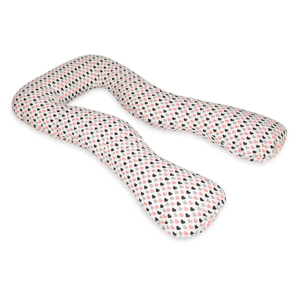 Velinda - coussin à usages multiples coeurs roses-noirs-gris