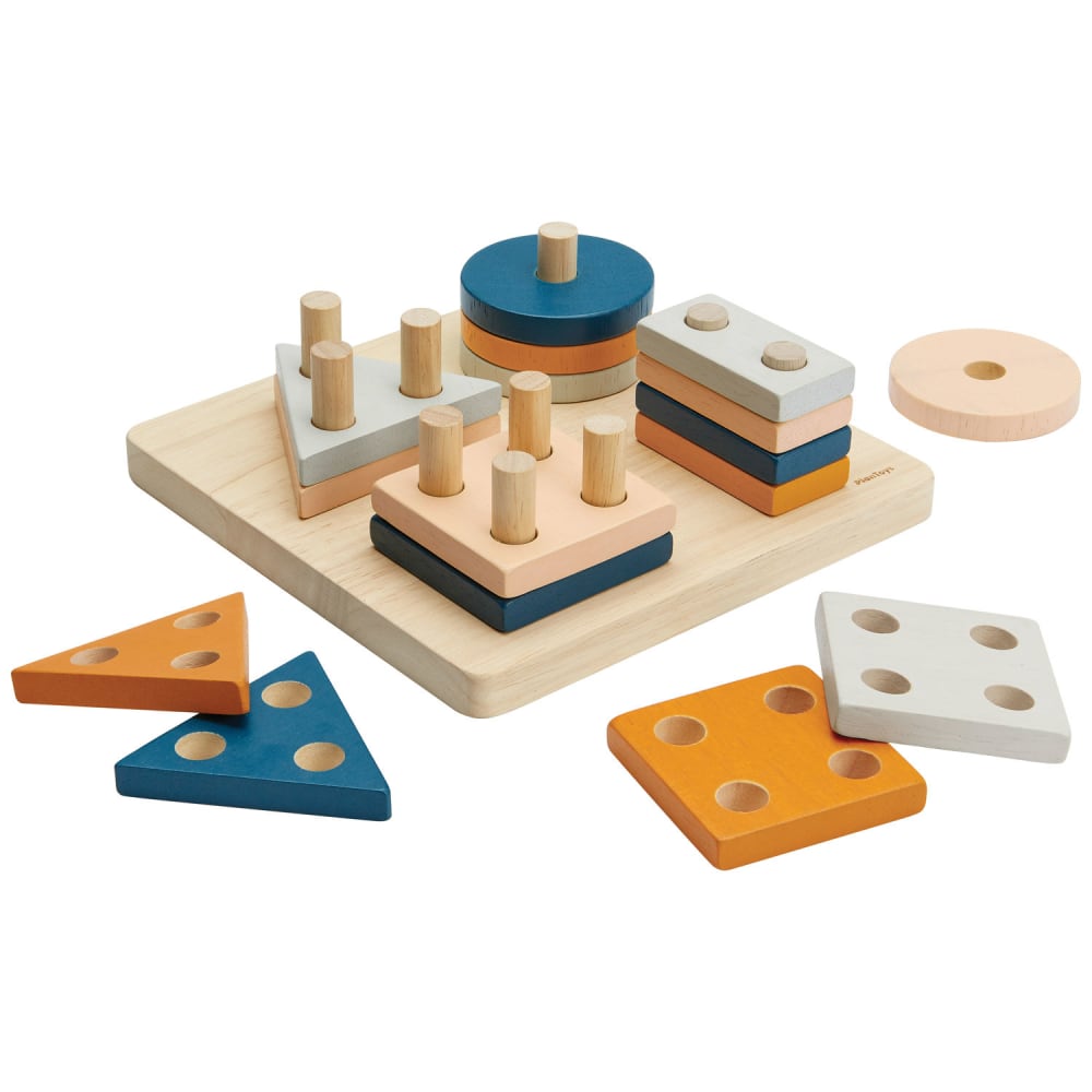 PLAN TOYS Sortierbrett Geometrische Formen Beige Holz