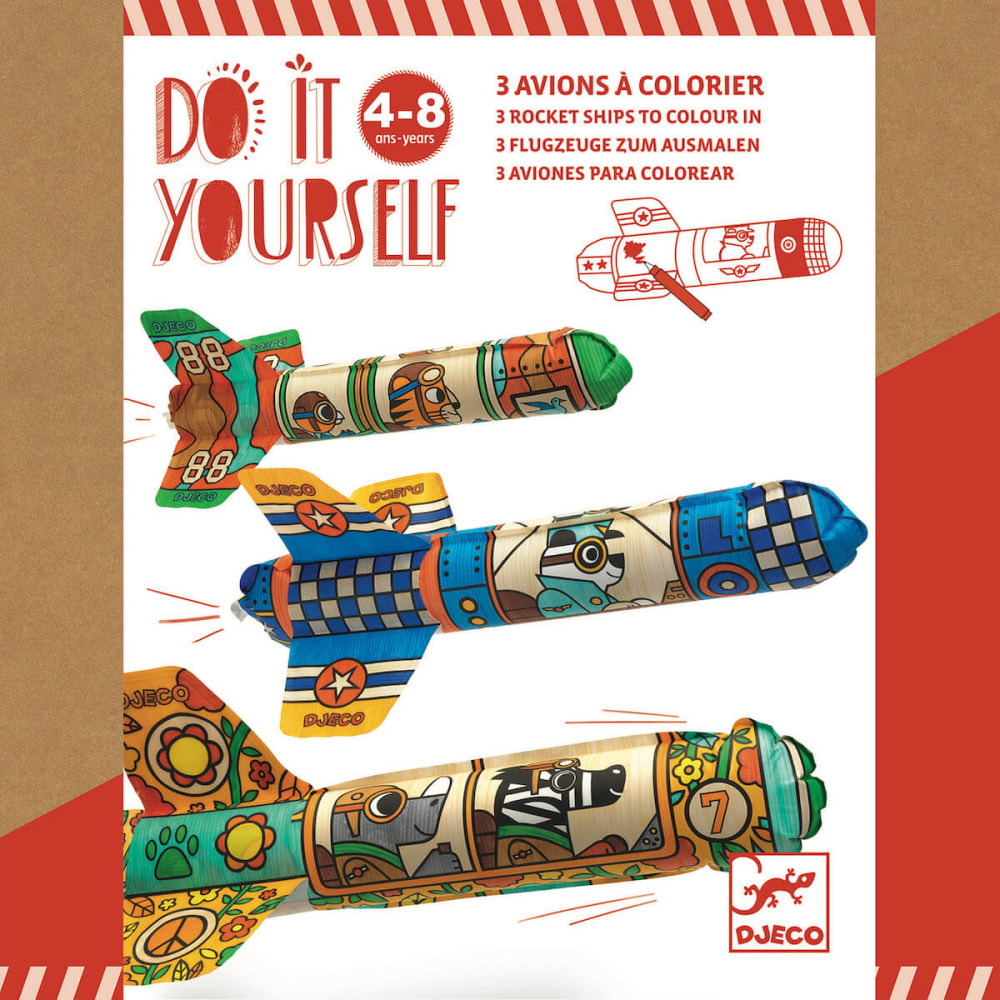 Diy avions a colorier - dans le ciel