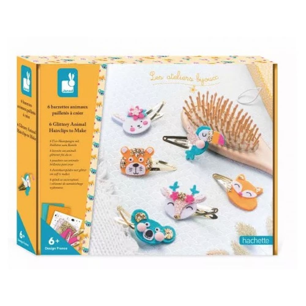 6 barrettes animaux paillettes a creer