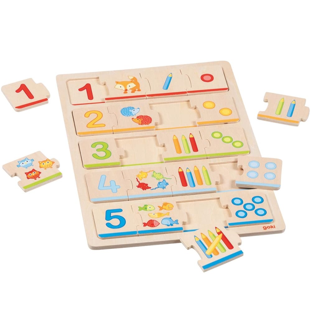 Goki Puzzzle Lerne zählen BEIGE HOLZ Kinder
