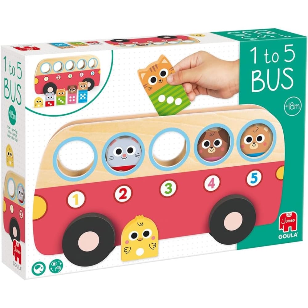 Goula Zählbus 1 bis 5 ROT HOLZ Kinder