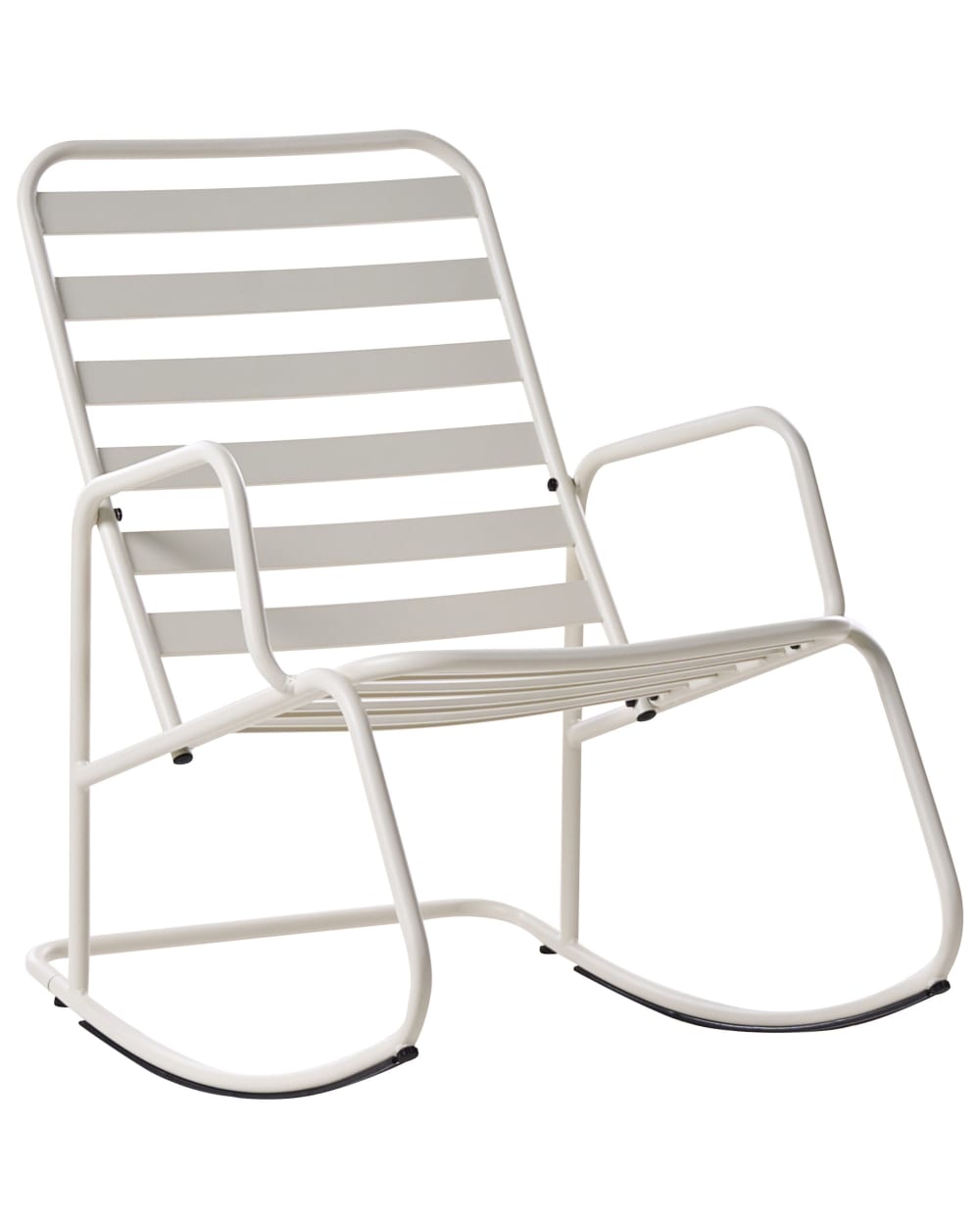Fauteuil à bascule d'extérieur métal blanc cassé
