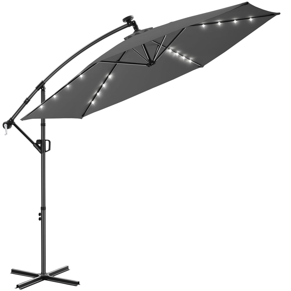 Parasol à pied croisé 3 x 3 m, parasol déporté pivotant à...