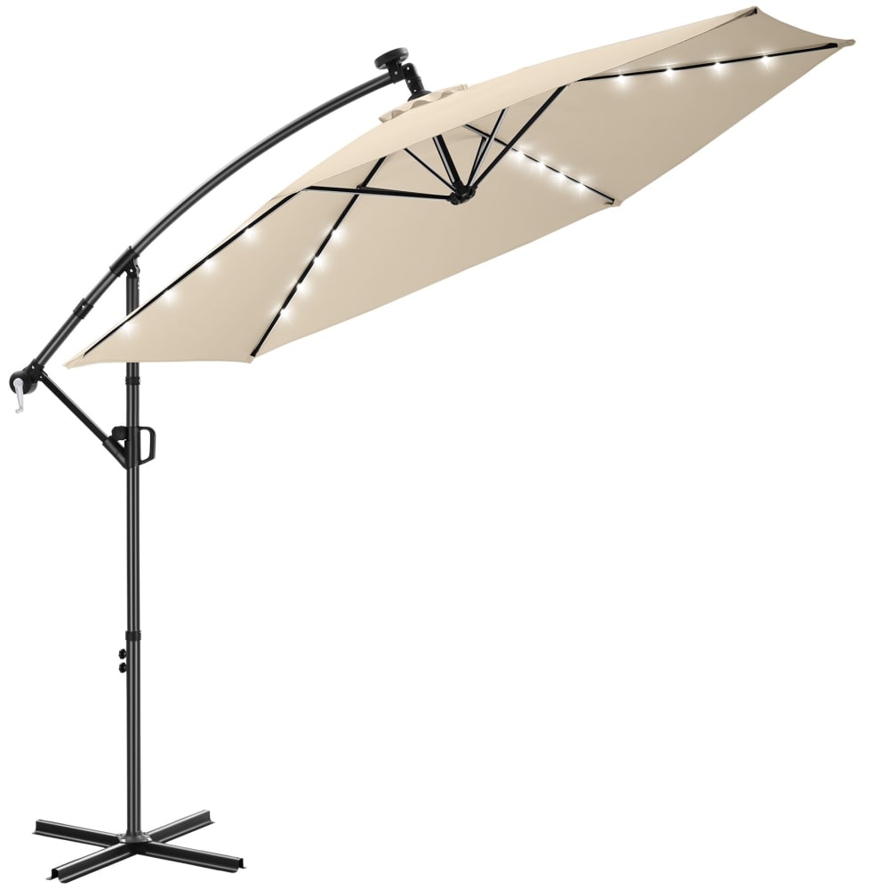 Parasol à pied croisé 3 x 3 m, parasol déporté pivotant à...