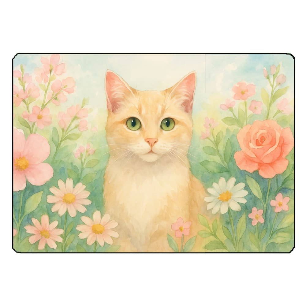 Planche à découper verre chat fleurs
