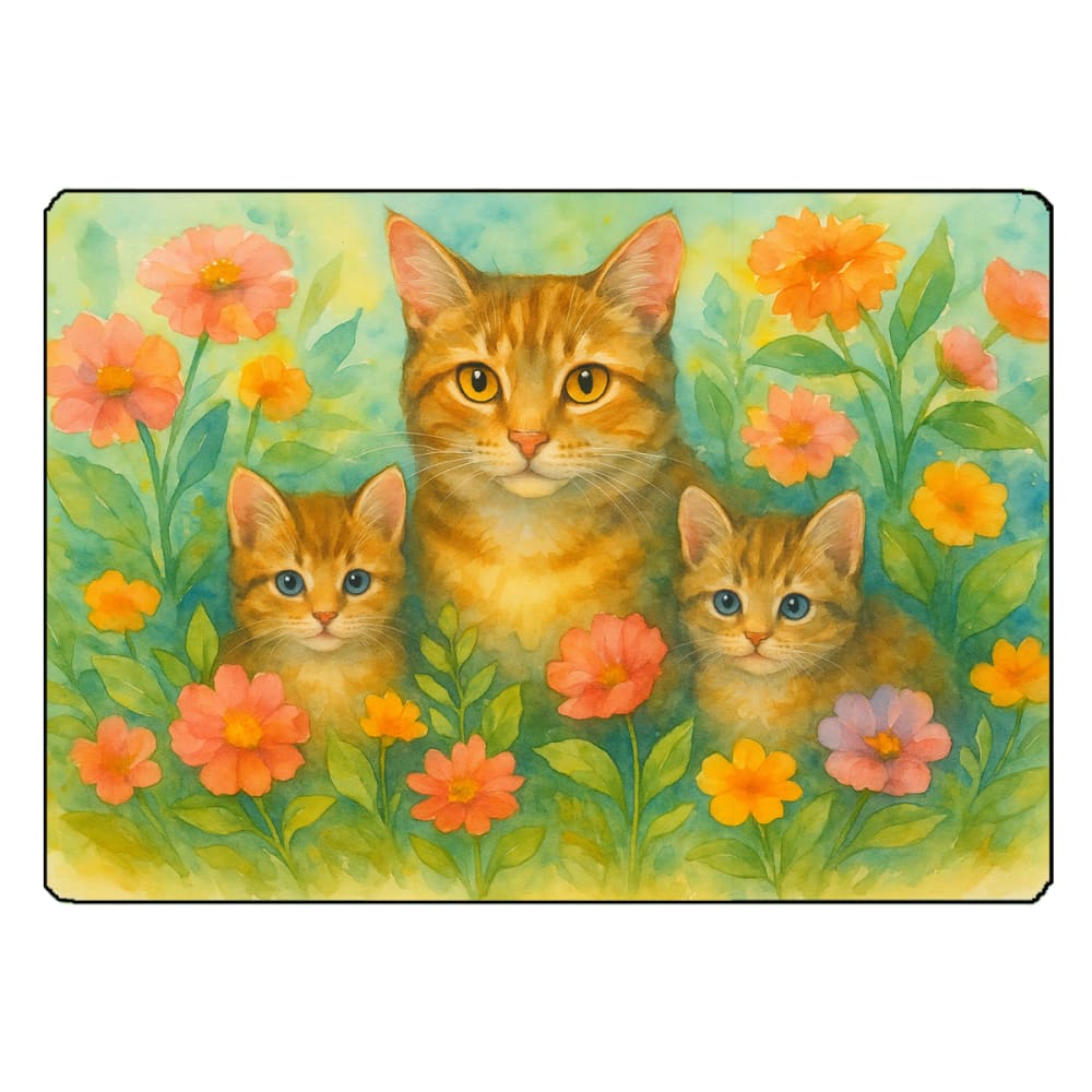 Planche à découper verre chats fleurs