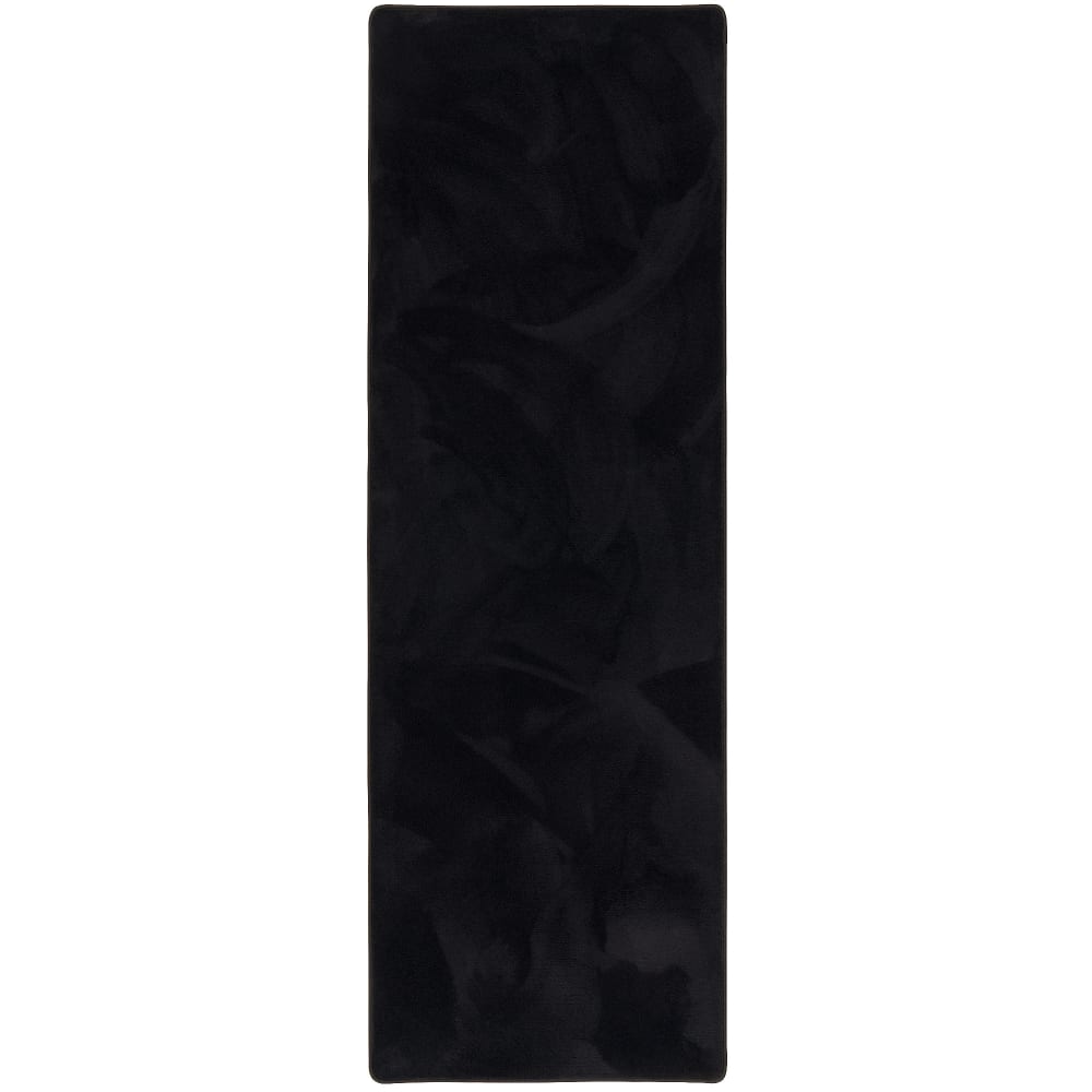 Tapis couloir à poils longs noir 80x200 cm