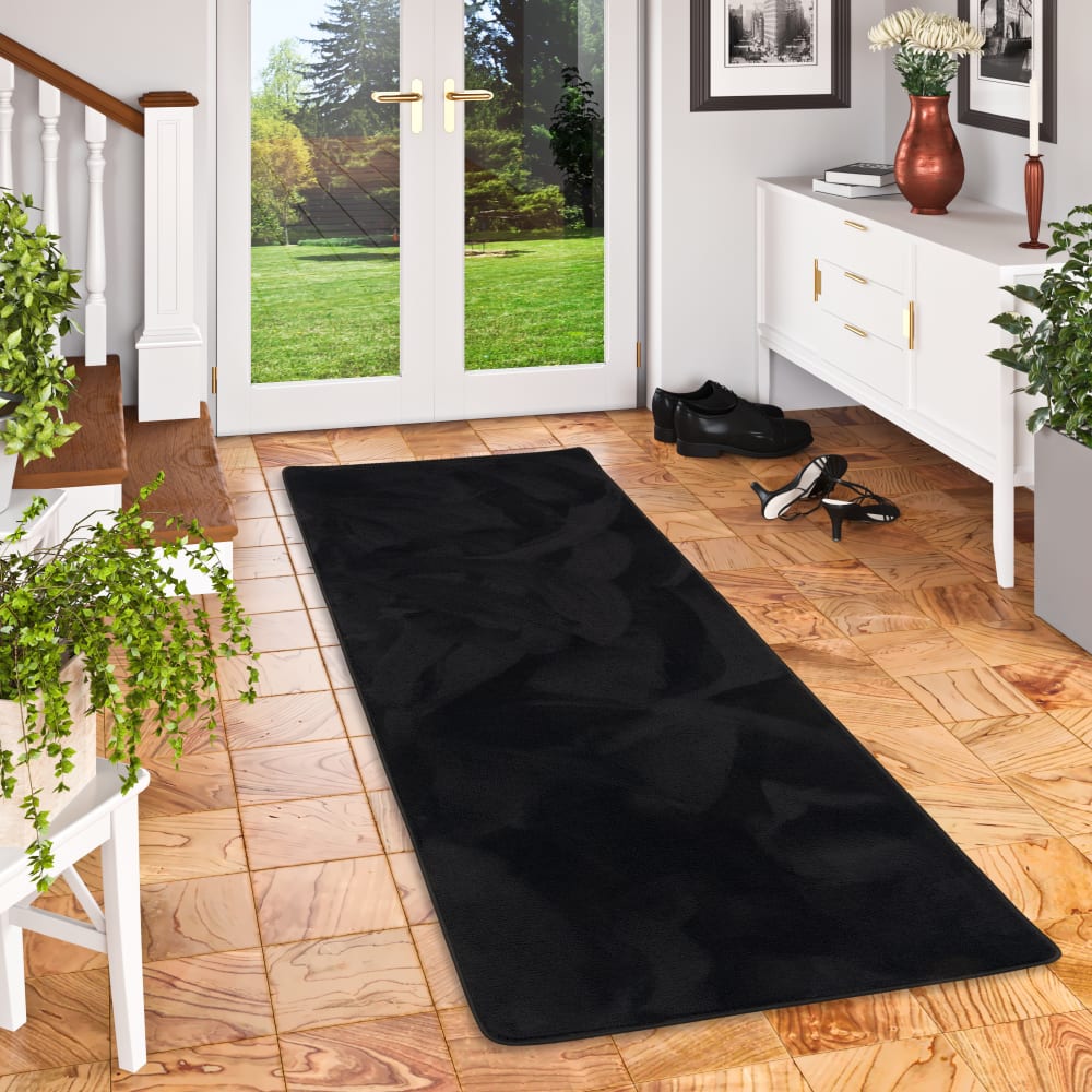 Tapis couloir à poils longs noir 80x200 cm — vue 3