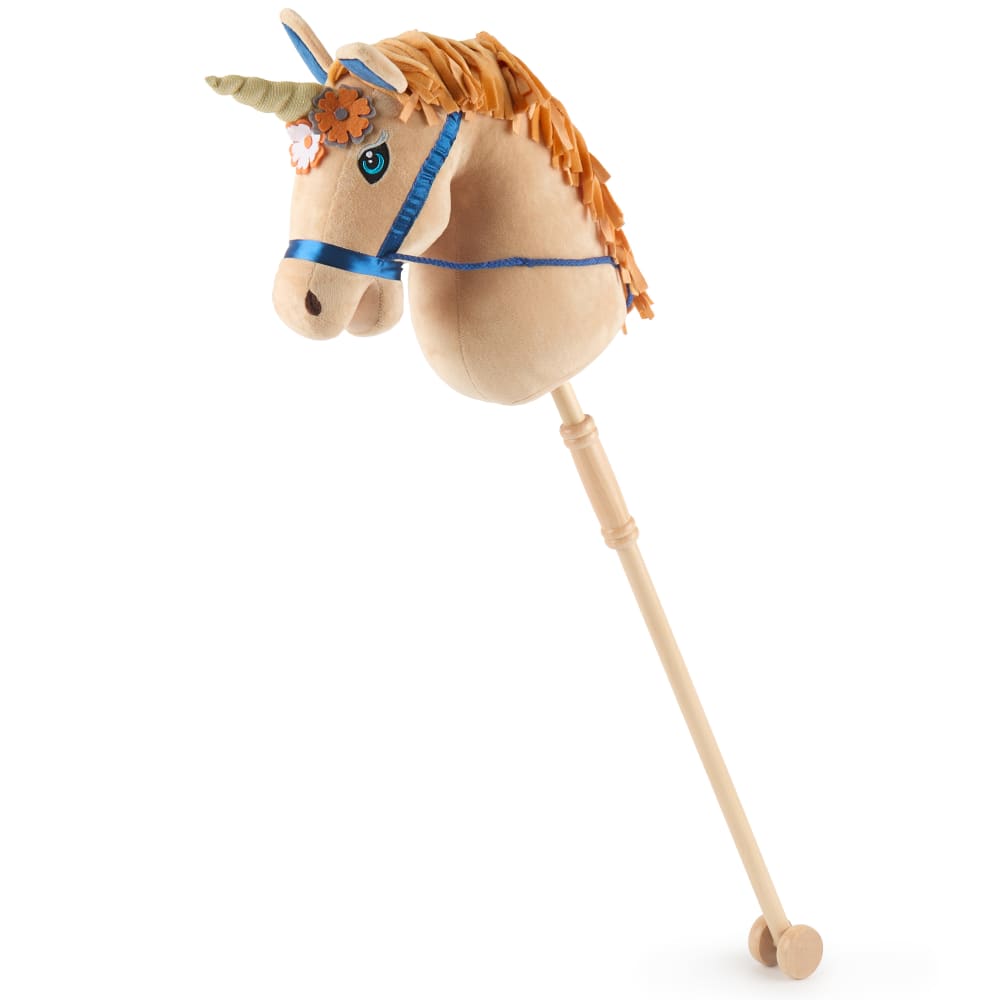 Bieco Steckenpferd Einhorn Magic mit Rollen BEIGE HOLZ Kinder