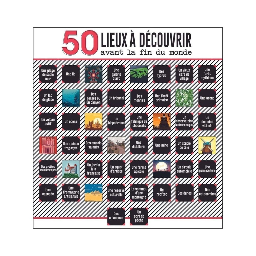 Poster 50 cases à découvrir lieux à découvrir