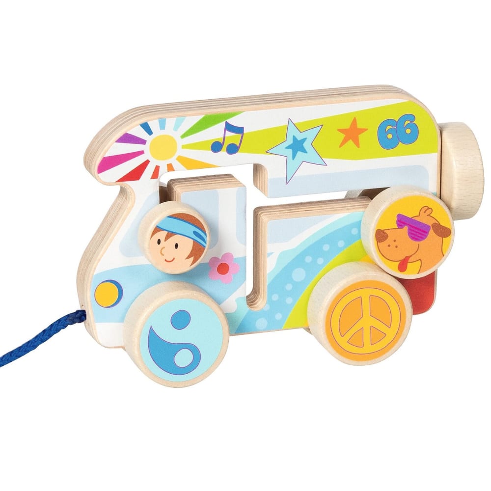 Goki Ziehfahrzeug Camper Van BEIGE HOLZ Baby