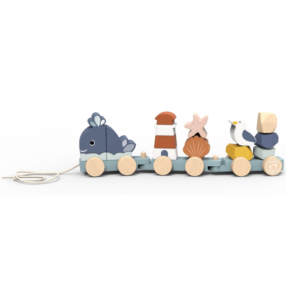 Speedy Monkey Stapelzug Ozean BLAU HOLZ Baby