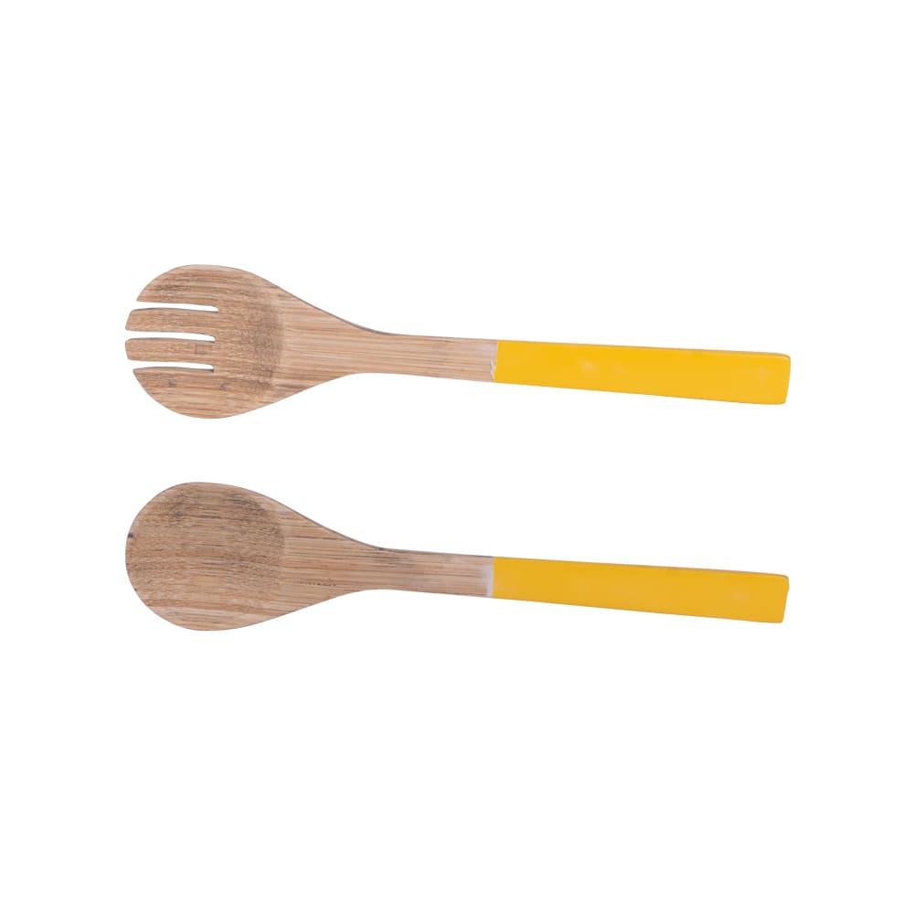 Couvert à salade bambou  27,5 cm jaune