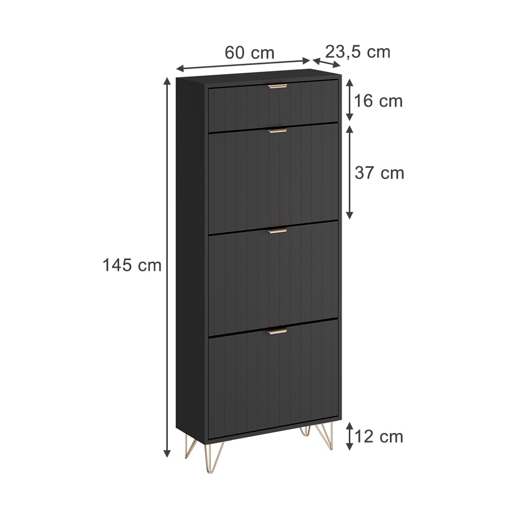 Schuhschrank 3 Fächer Schwarz 60x145cm - Maisons Du Monde