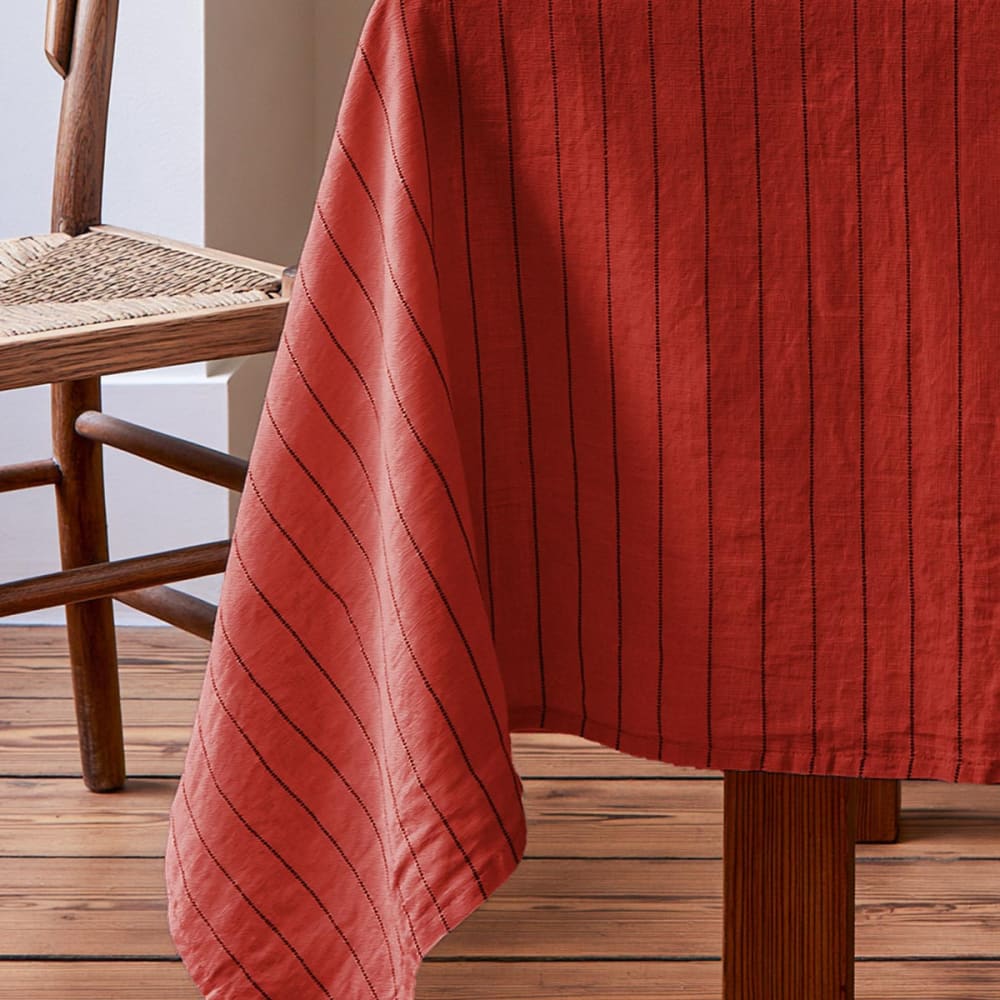 Nnappe coton/lin à fines rayures auburn 170x170 — vue 3