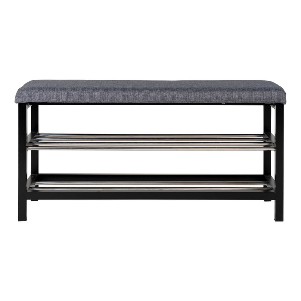 Banc  à chaussures acier - tissu noir