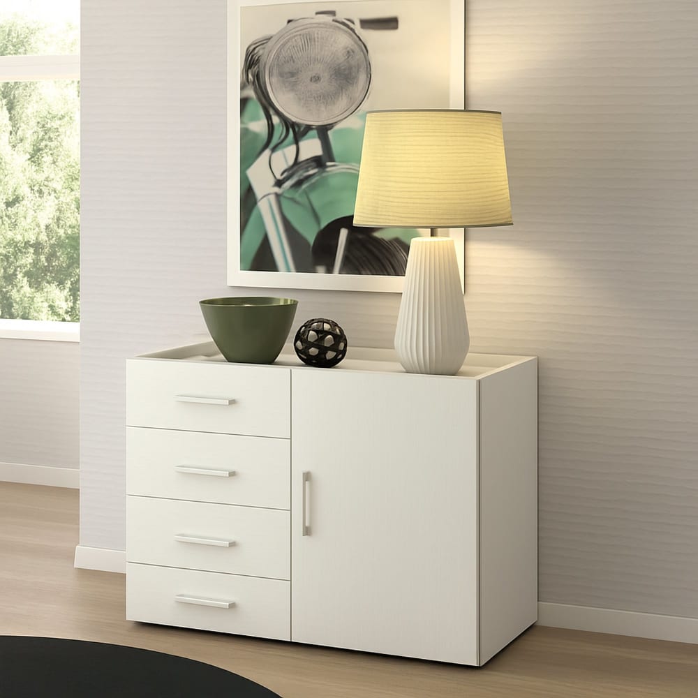 Buffet en bois mélaminé blanc 90x41x87h cm