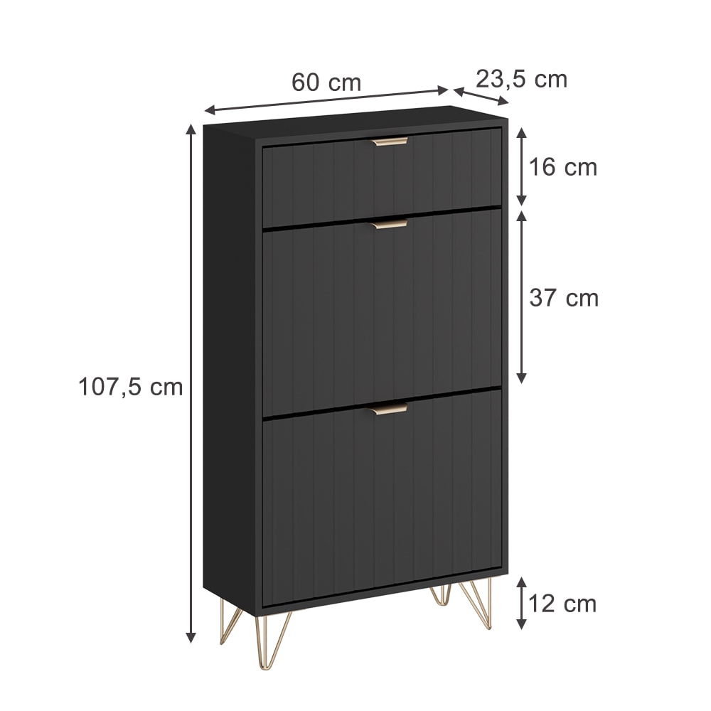Schuhschrank 2 Fächer Schwarz 60x107.5cm - Maisons Du Monde