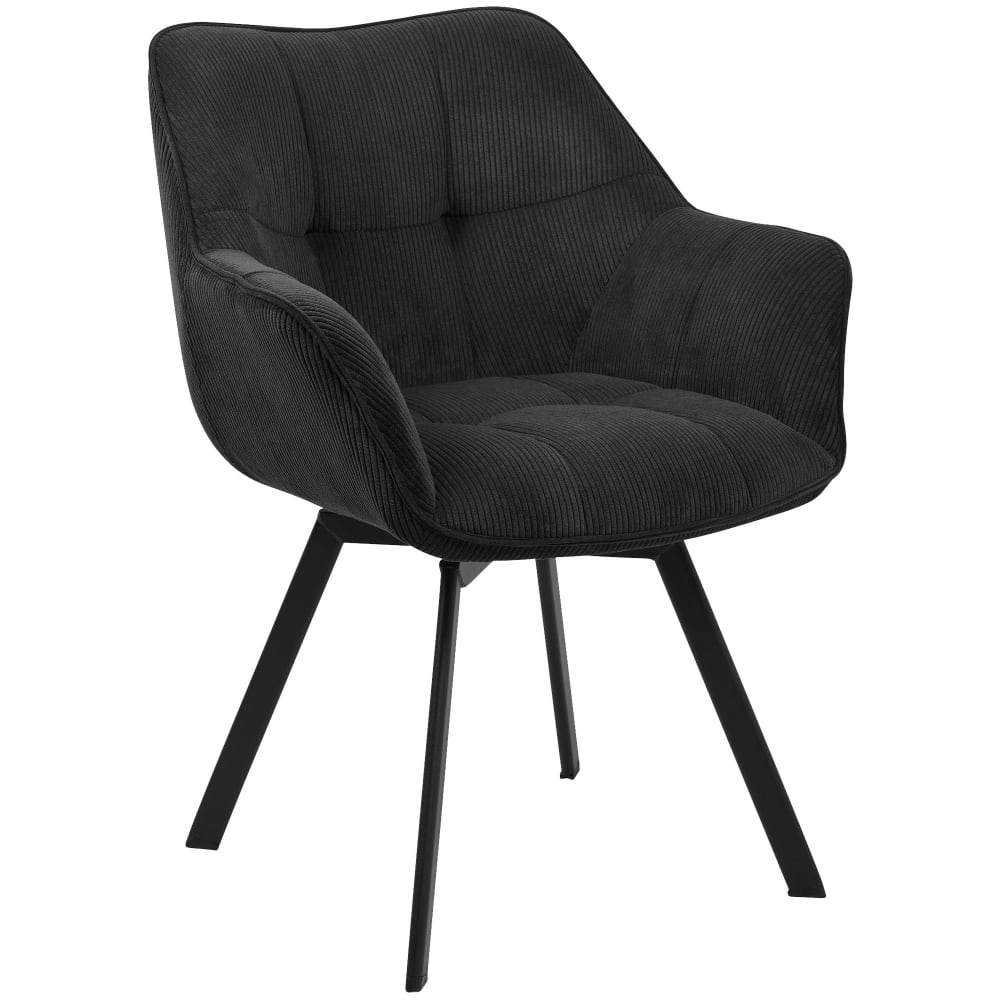 Esszimmerstuhl drehbar aus Cord schwarz - Maisons Du Monde