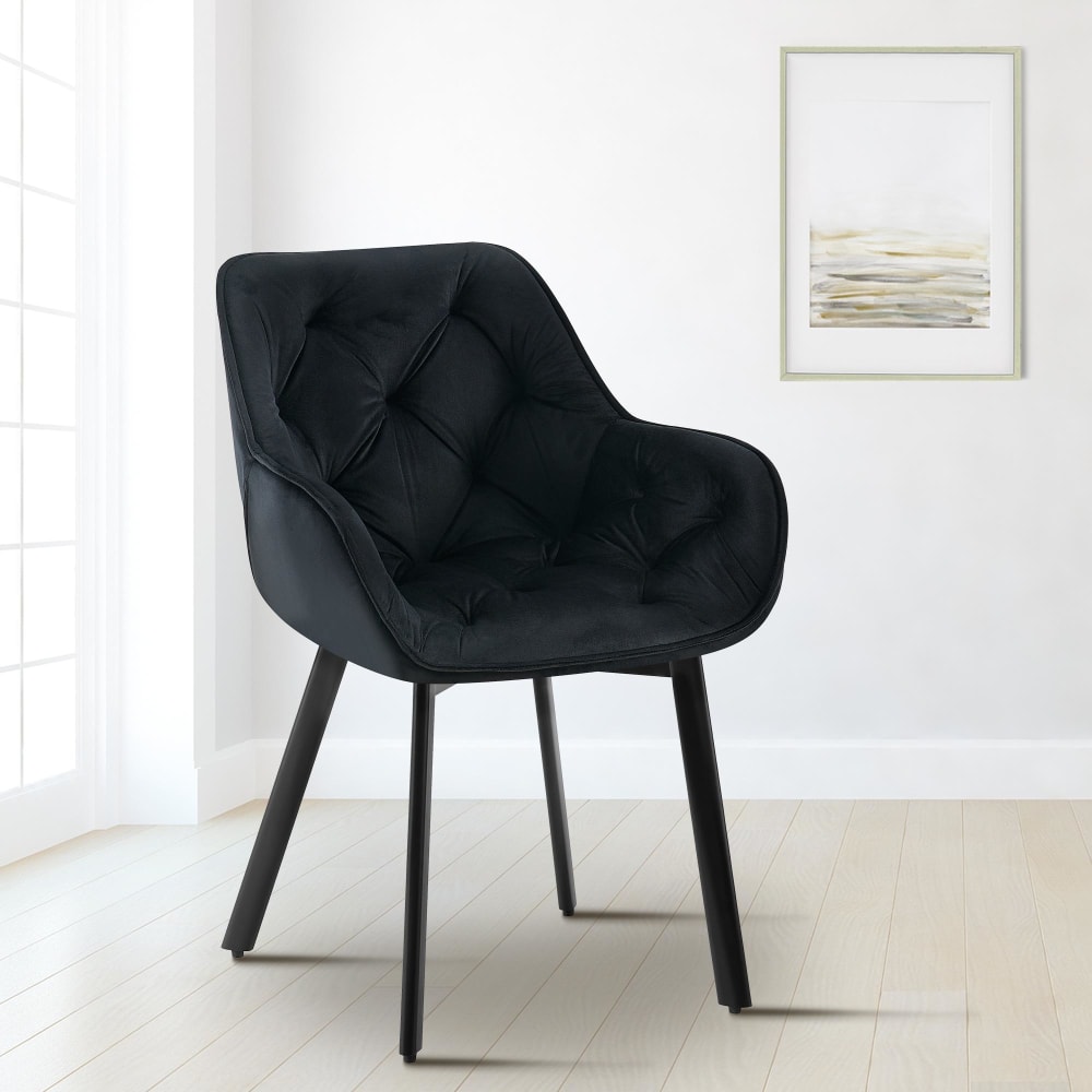 CLP Esszimmerstuhl mit Fußgestell aus Samt schwarz style modern - Samt
