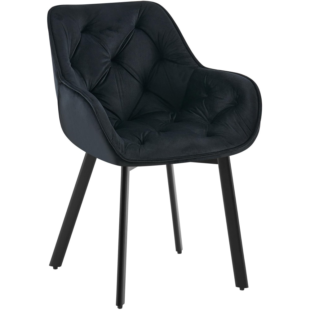 Esszimmerstuhl mit Fußgestell aus Samt schwarz - Maisons Du Monde