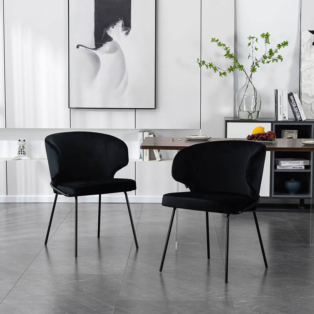Chaise de salle à manger polyester, noir