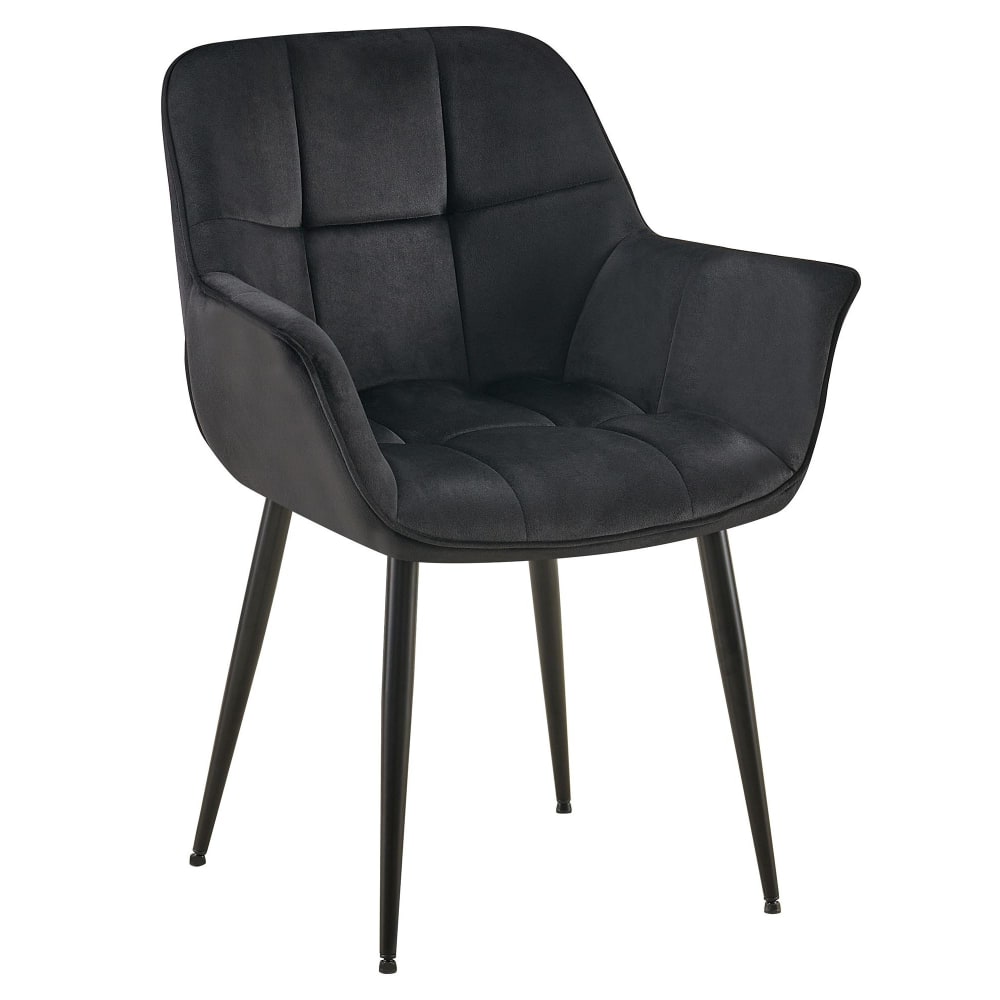 Esszimmerstuhl mit Fußgestell aus Samt schwarz - Maisons Du Monde