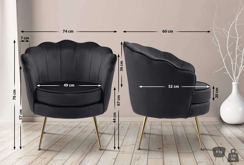 Esszimmerstuhl mit Fußgestell aus Samt schwarz - Maisons Du Monde