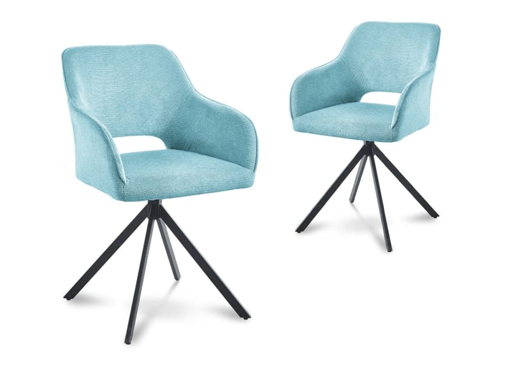 Lot de 2 chaises pivotantes design en velours vert d'eau Lot de 2 chaises pivotantes design en velours vert d'eau