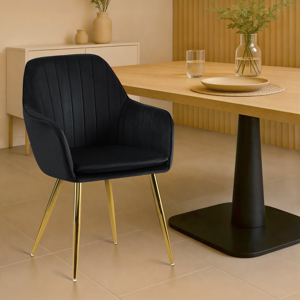 CLP Esszimmerstuhl mit Fußgestell aus Samt schwarz style modern - Samt