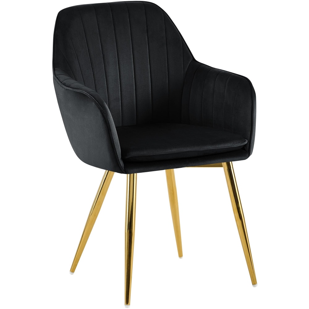 Esszimmerstuhl mit Fußgestell aus Samt schwarz - Maisons Du Monde