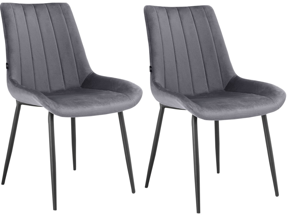 Loft24 Esszimmerstuhl 2er Set Grau Samt