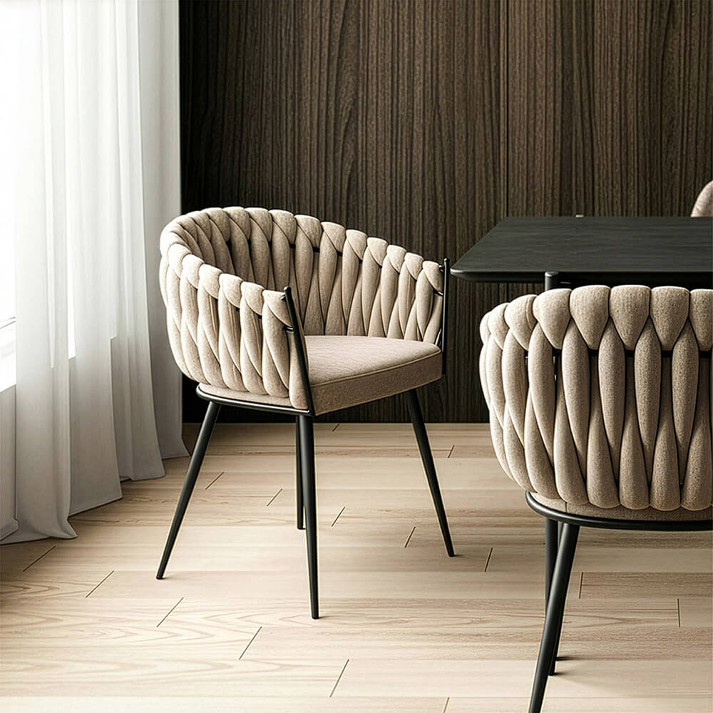 Chaise de salle à manger polyester, beige