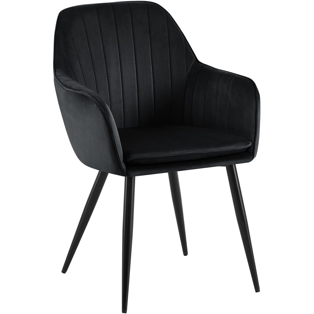 Esszimmerstuhl mit Fußgestell aus Samt schwarz - Maisons Du Monde
