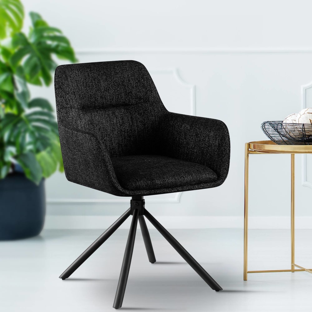 CLP Esszimmerstuhl drehbar aus Stoff schwarz style modern - Stoff