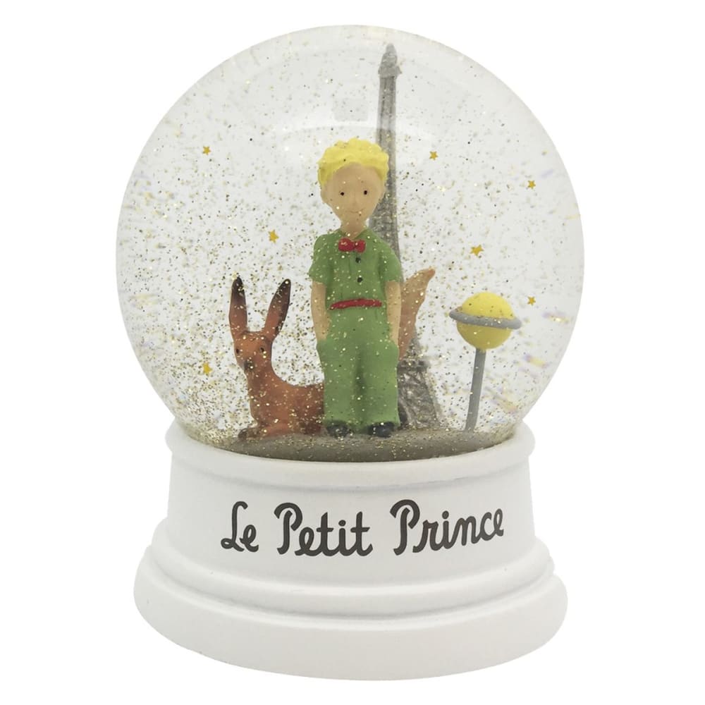 Boule à paillettes le petit prince à paris avec renard 8 cm